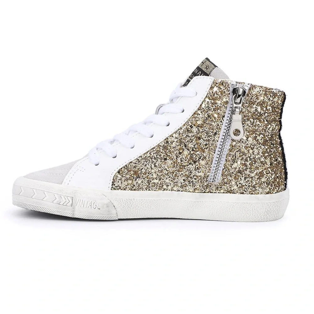 Gold Glitter High-Top Sneakers - Picture 8 of 9